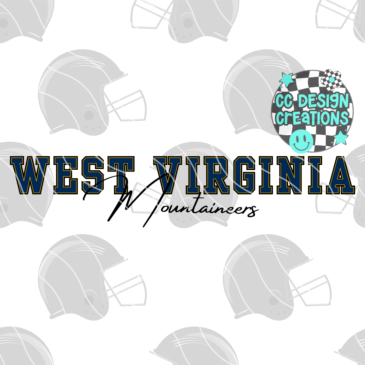 West Virginia Jumbo Football PNG Digital Download