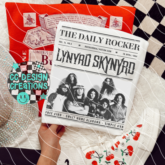 Rock N Roll Newspaper Lyn ryd Skyn yrd PNG Digital Download