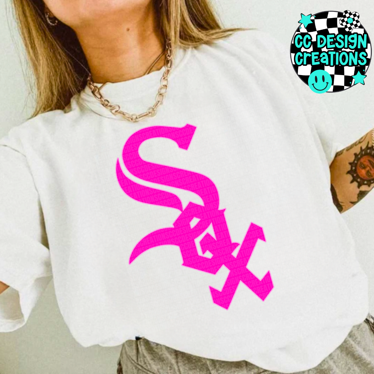 White Sox Preppy Pink PNG Digital Download