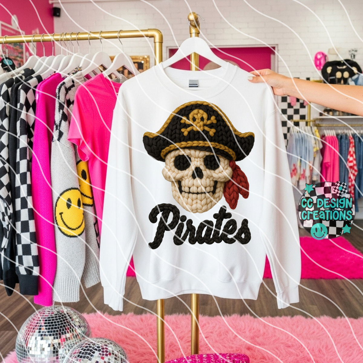 FAUX YARN Pirates Mascot PNG Digital Download