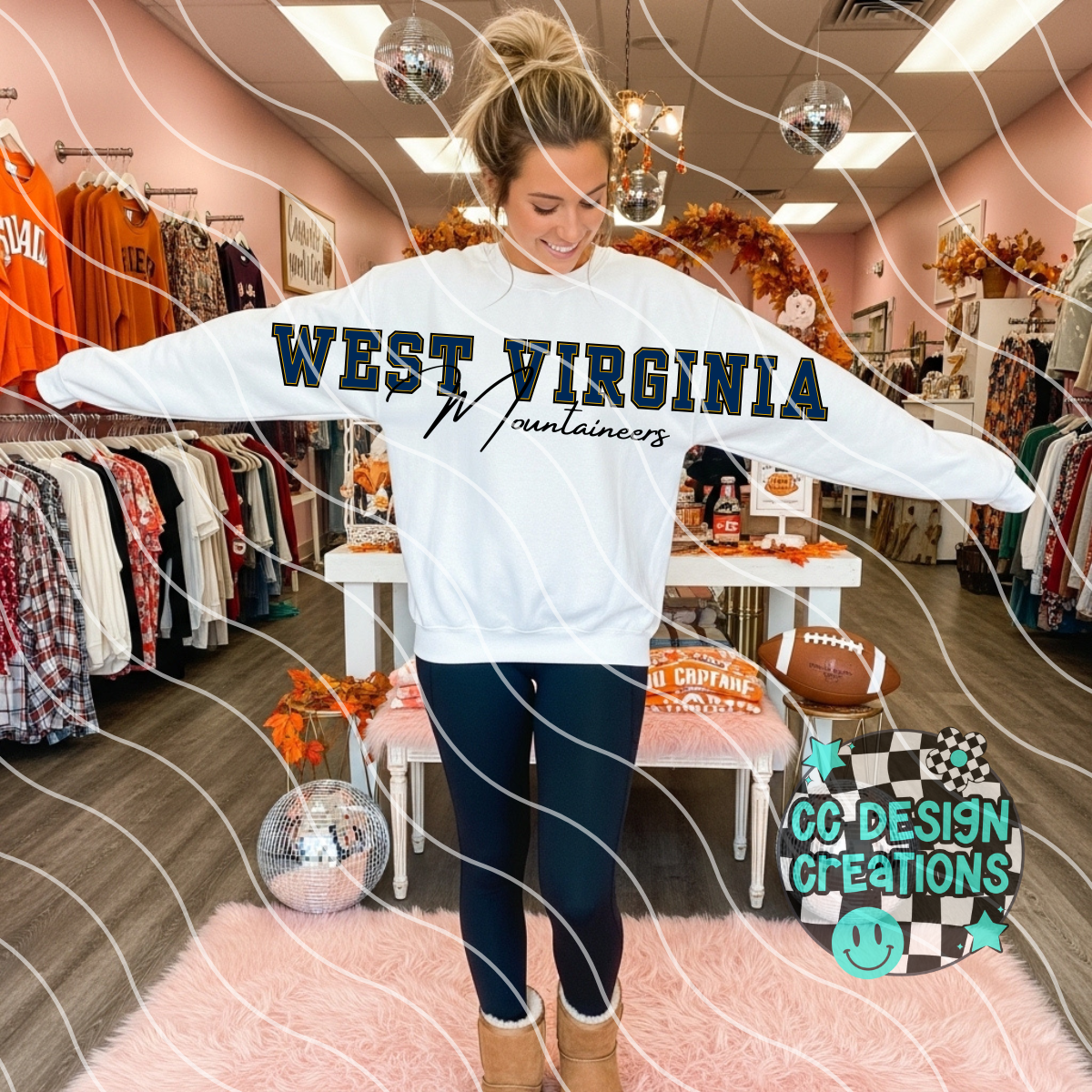 West Virginia Jumbo Football PNG Digital Download