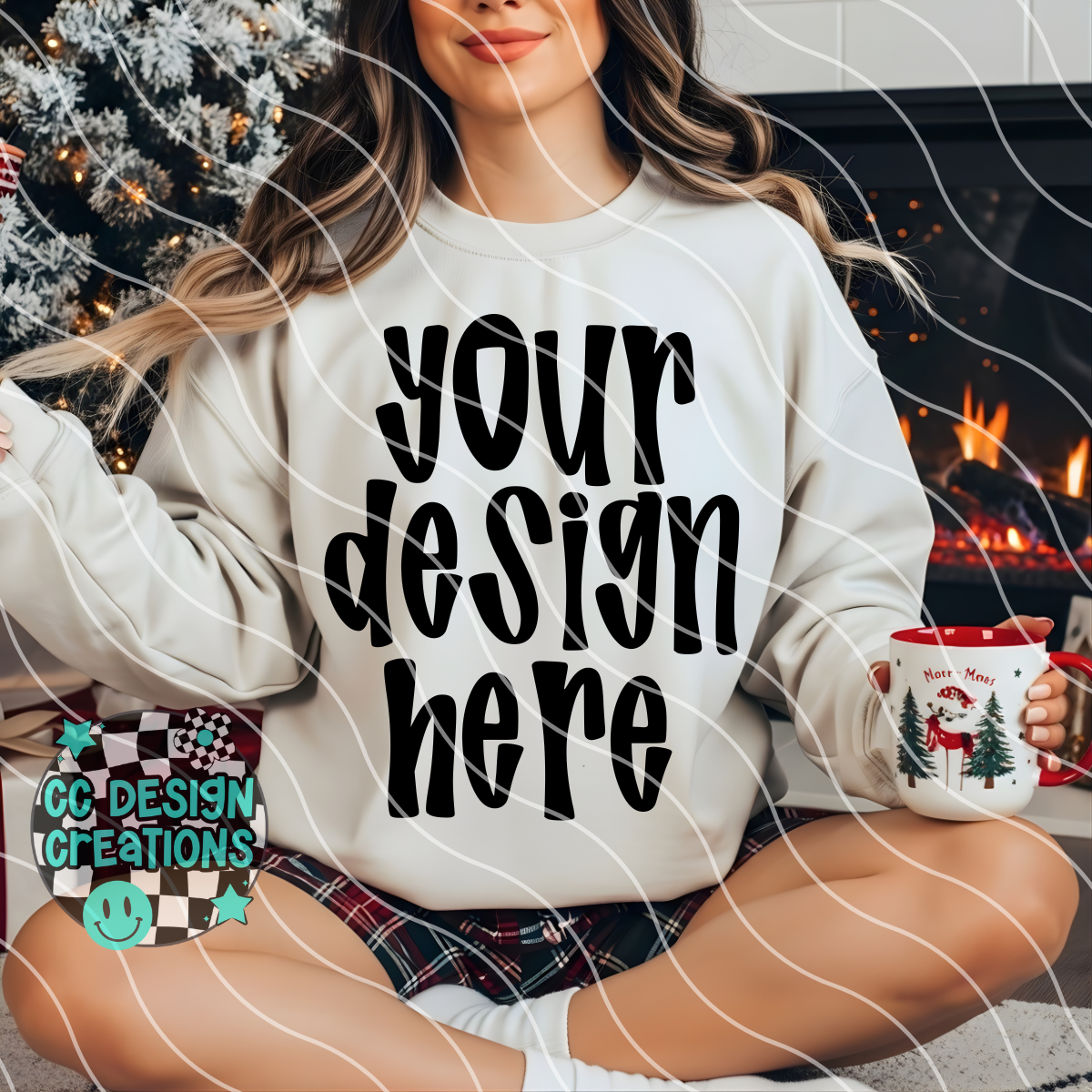 Ivory Sweatshirt Christmas Mock