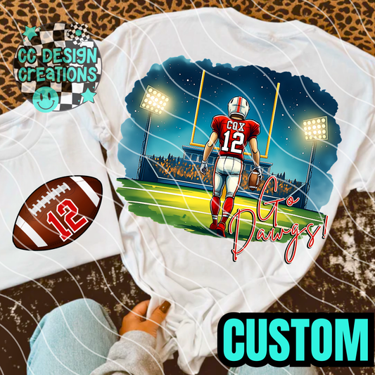 CUSTOM Football Player PNG Digital Download (PKT + Back Design)
