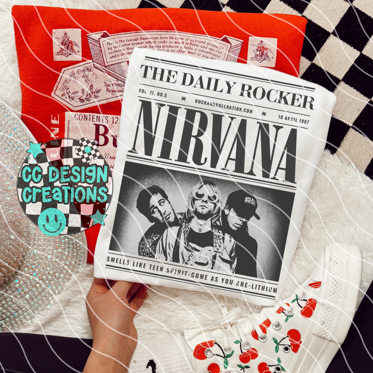 Rock N Roll Newspaper Nir vana PNG Digital Download