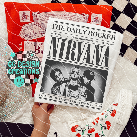 Rock N Roll Newspaper Nir vana PNG Digital Download