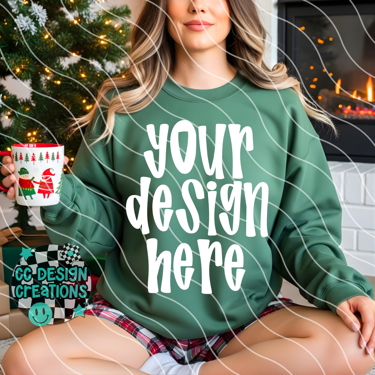 Green Sweatshirt Christmas Mock