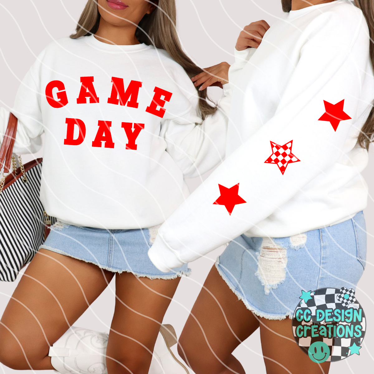 Red Retro Game Day PNG Digital Download