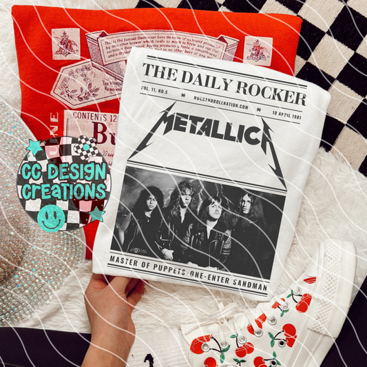 Rock N Roll Newspaper Metallica PNG Digital Download
