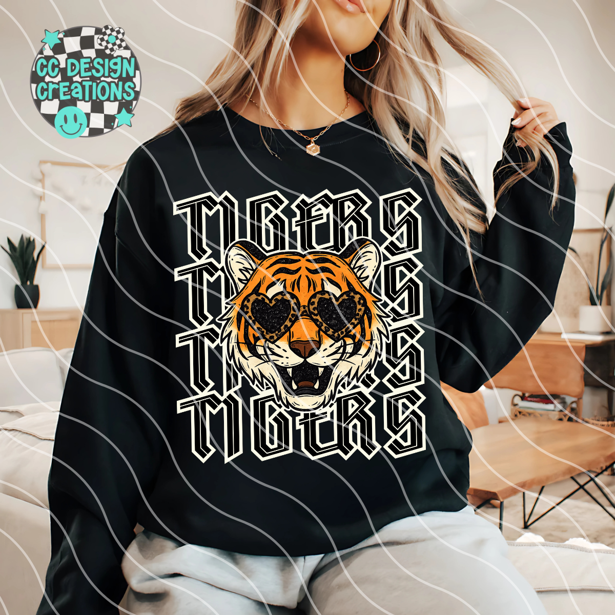 Tiger Preppy Grunge Mascot PNG Digital Download