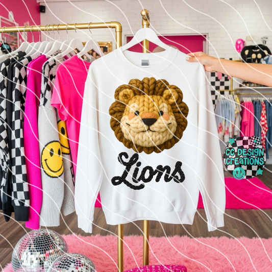 FAUX YARN Lions Mascot PNG Digital Download
