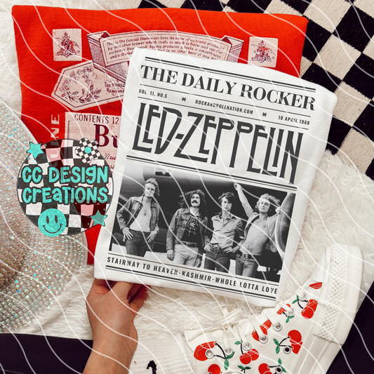 Rock N Roll Newspaper Led Ze ppl in PNG Digital Download