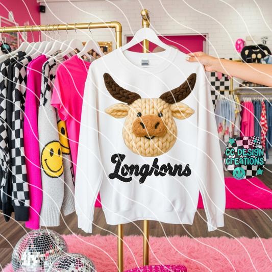 FAUX YARN Longhorns Mascot PNG Digital Download