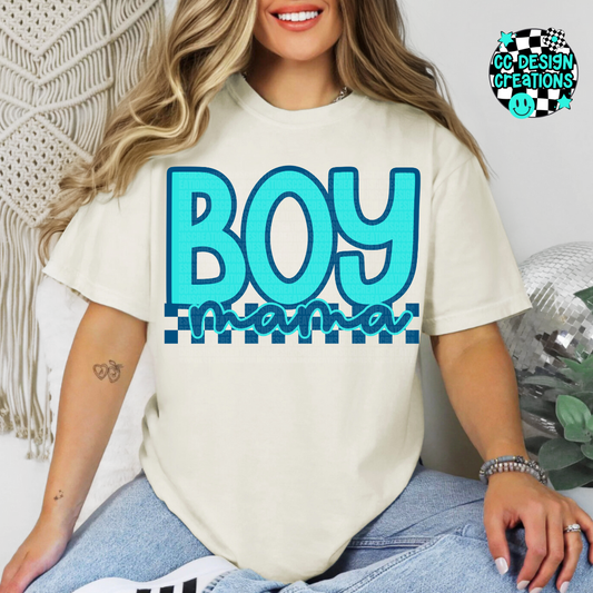 Retro Boy Mama Blue PNG Digital Download
