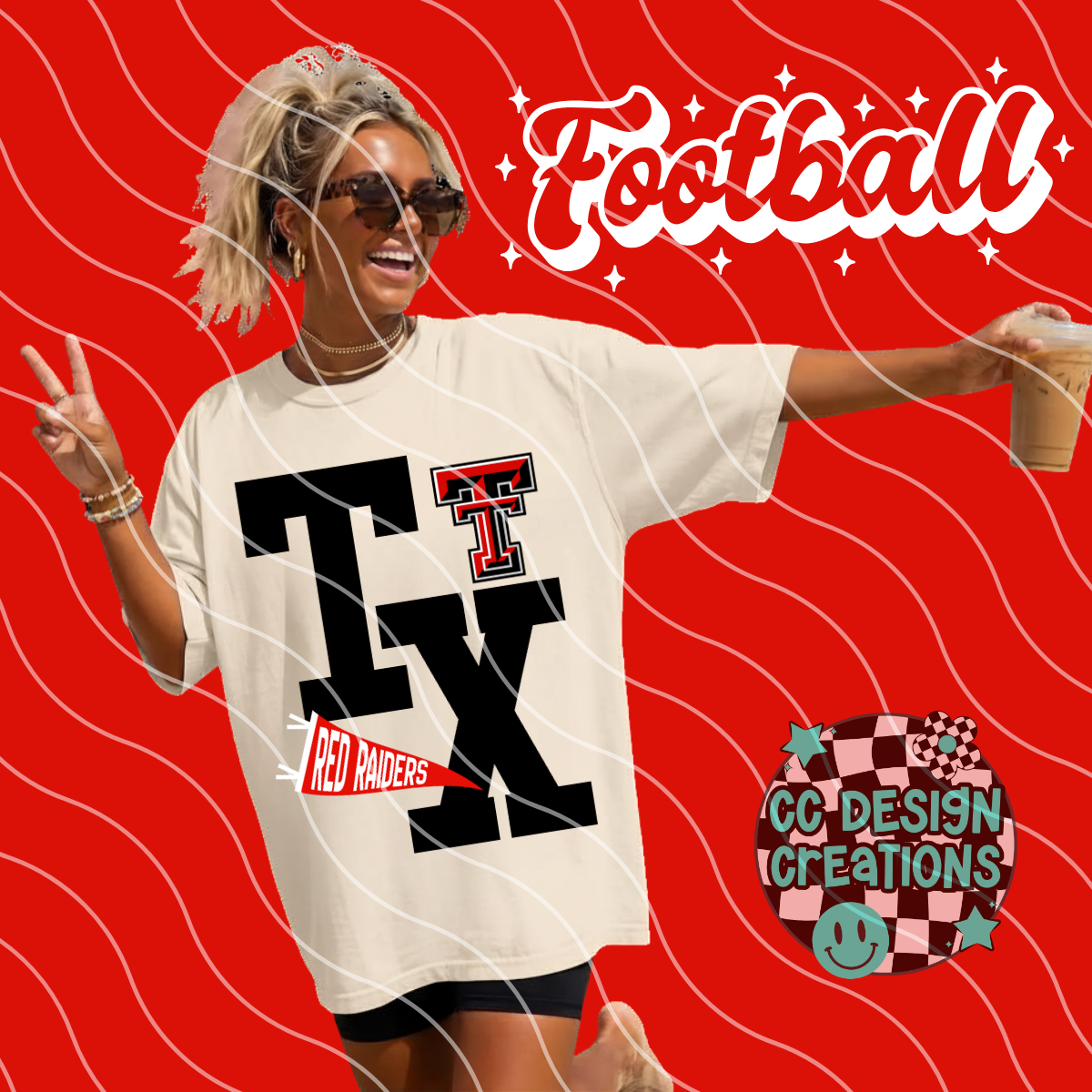 TEXAS RED FOOTBALL VARSITY PNG DIGITAL DOWNLOAD (WHITE + BLACK INCLUDED)