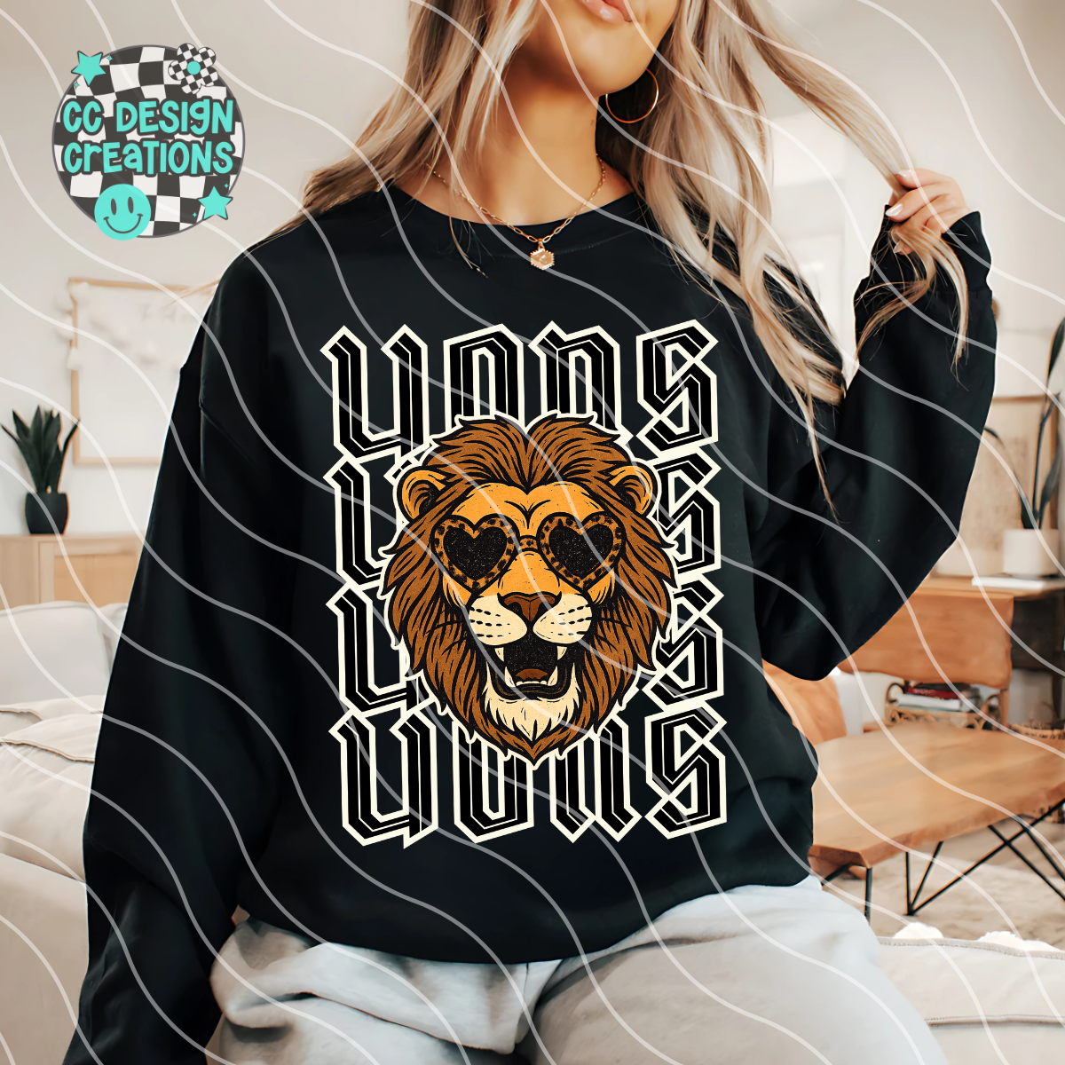 Lions Preppy Grunge Mascot PNG Digital Download