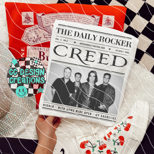 Rock N Roll Newspaper Cr eed PNG Digital Download