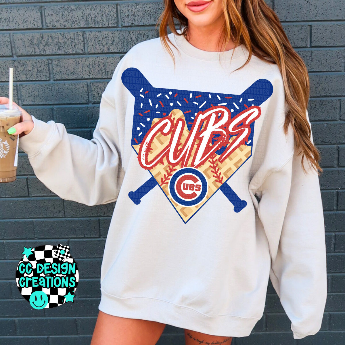 Cubs Baseball Drip PNG Digital Download