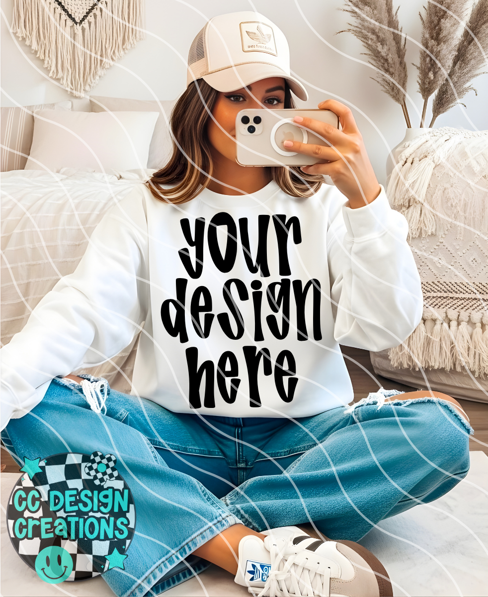 White Sweatshirt Boho Mock
