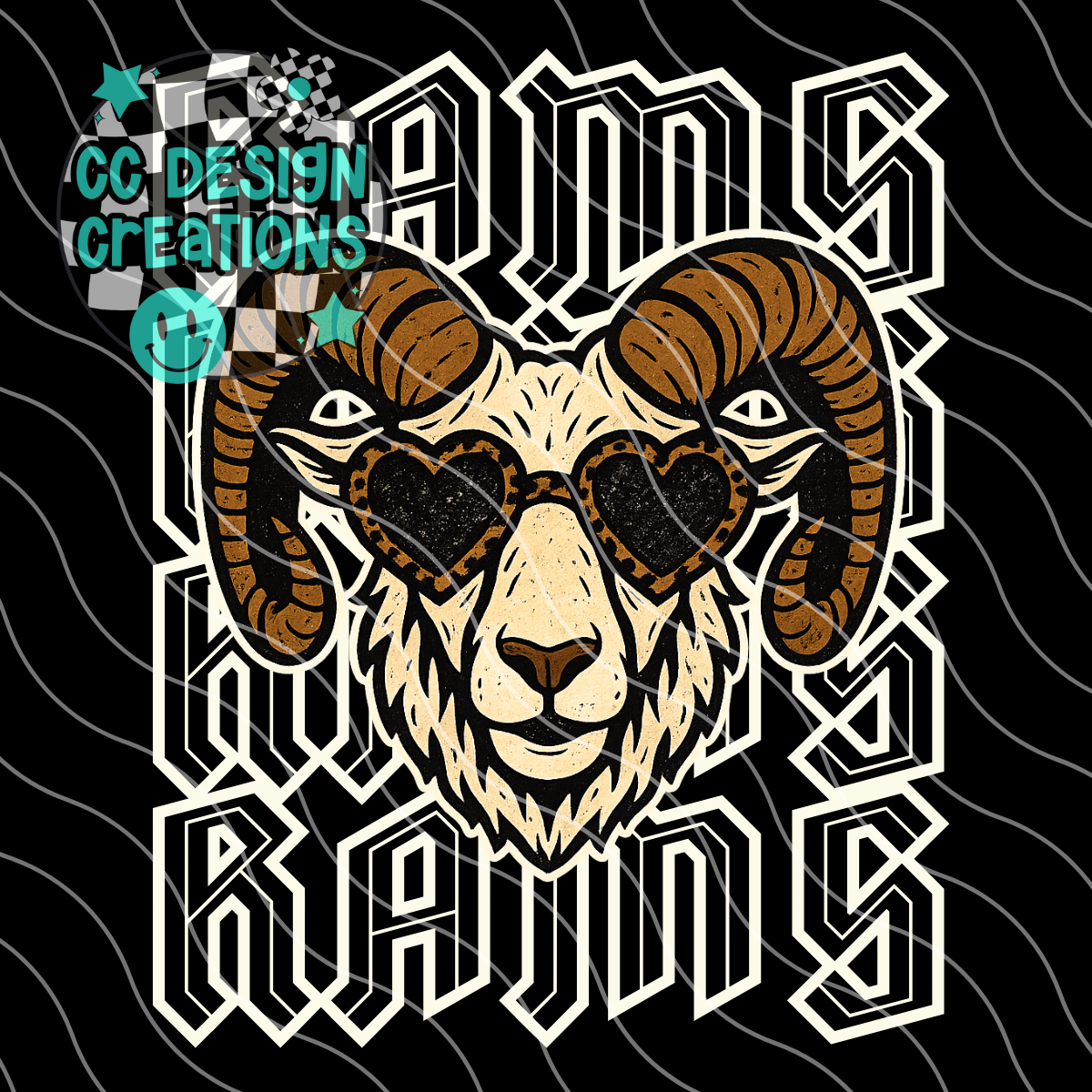 Rams Preppy Grunge Mascot PNG Digital Download