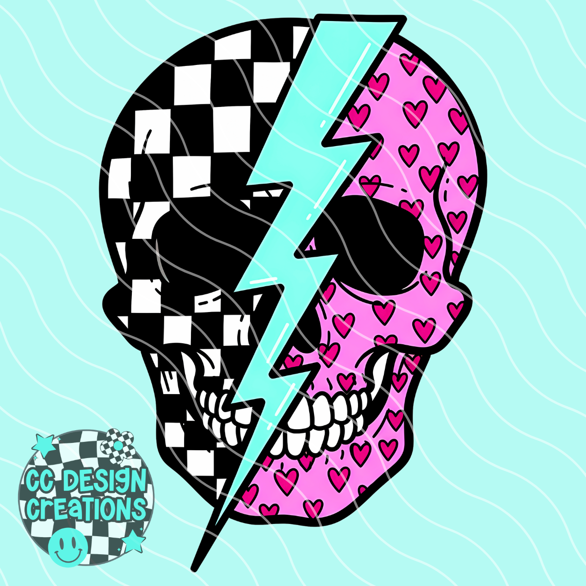 Hearts Skull PNG Digital Download