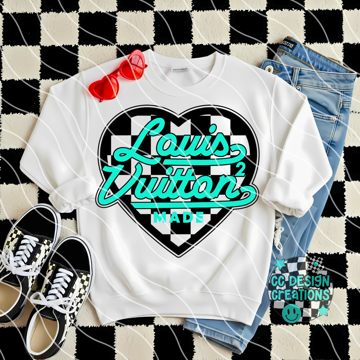 Turquoise Black Louis PNG Digital Download