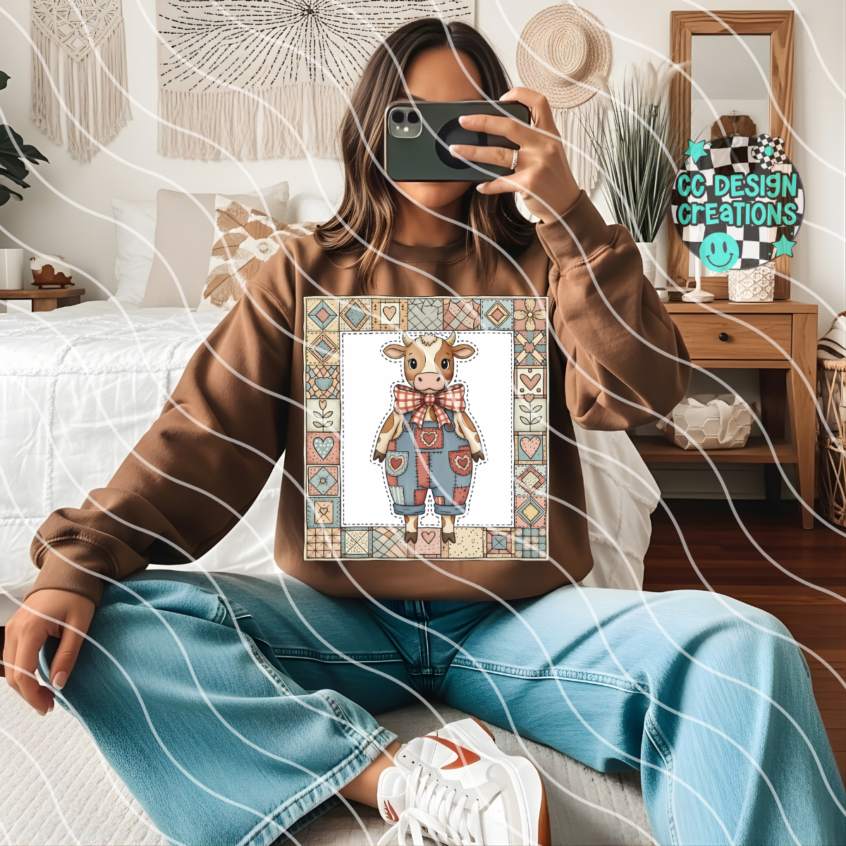 Patchwork Cow PNG Digital Download