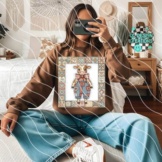 Patchwork Cow PNG Digital Download