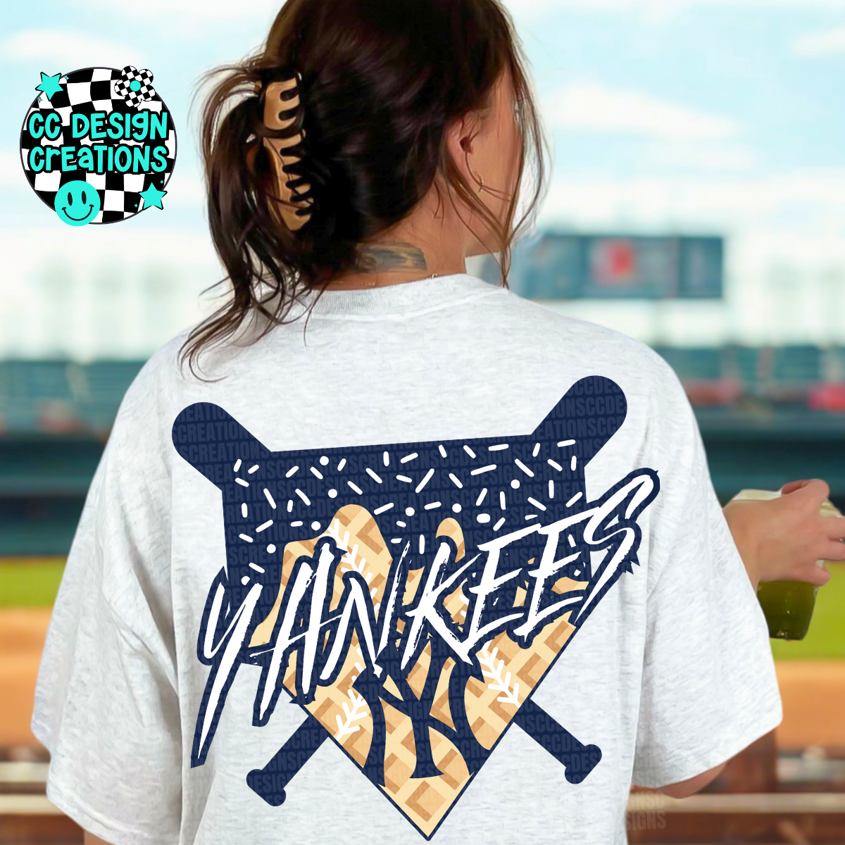 Yankees Baseball Drip PNG Digital Download