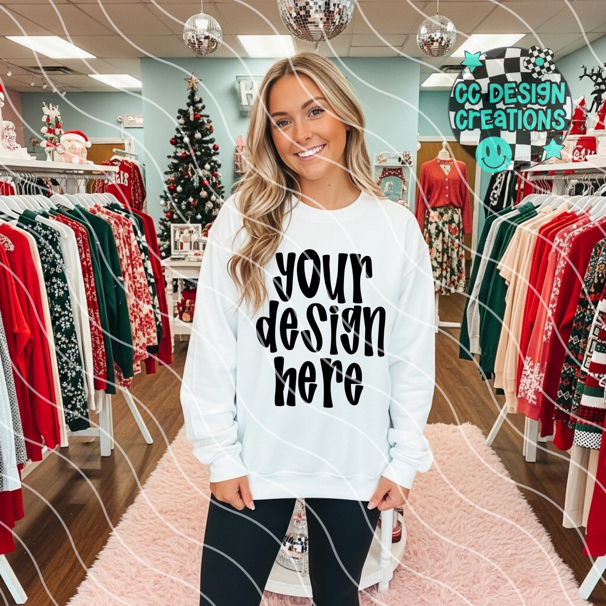 White Sweatshirt Mock Christmas Boutique 3