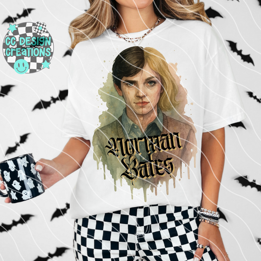 Norman Bates Horror Watercolor PNG Digital Download
