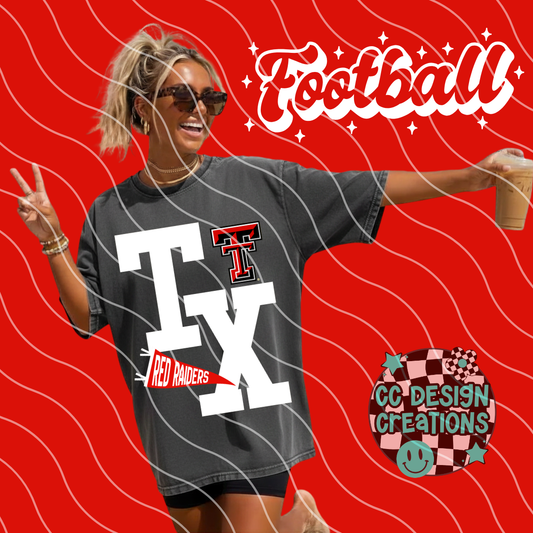 TEXAS RED FOOTBALL VARSITY PNG DIGITAL DOWNLOAD (WHITE + BLACK INCLUDED)