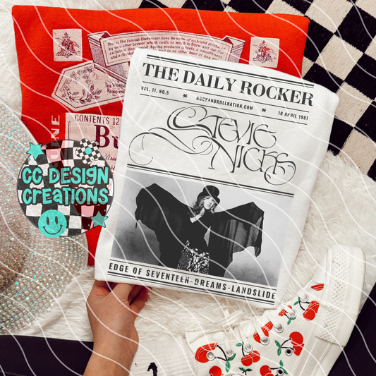 Rock N Roll Newspaper Stev ie Ni cks PNG Digital Download