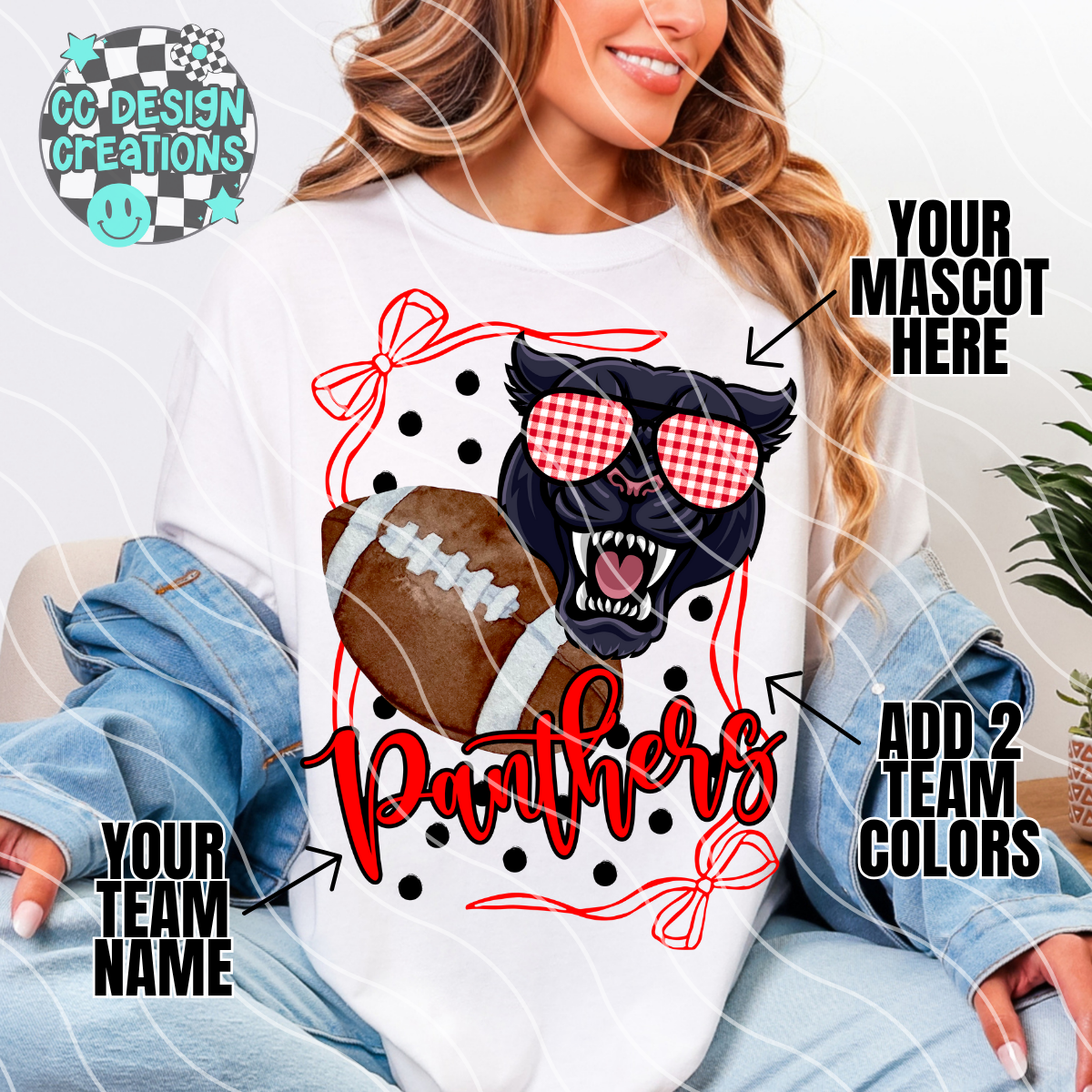 CUSTOM Preppy Coquette Football School Spirit PNG Digital Download