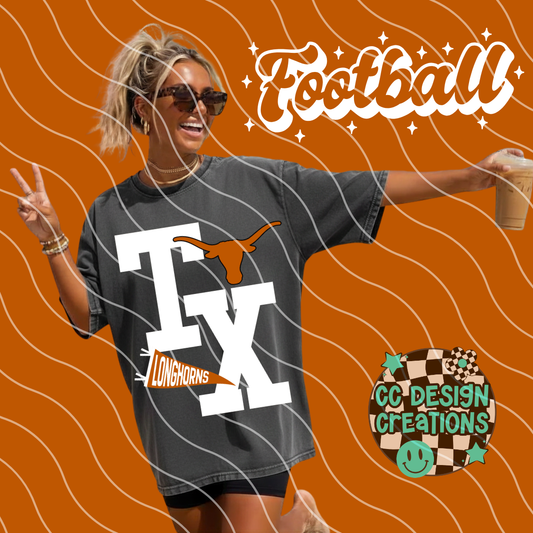 TEXAS HORN FOOTBALL VARSITY PNG DIGITAL DOWNLOAD (WHITE + BLACK INCLUDED)