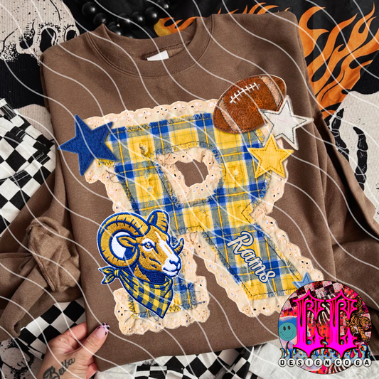 RAMS STITCHED FOOTBALL PNG DIGITAL DOWNLOAD