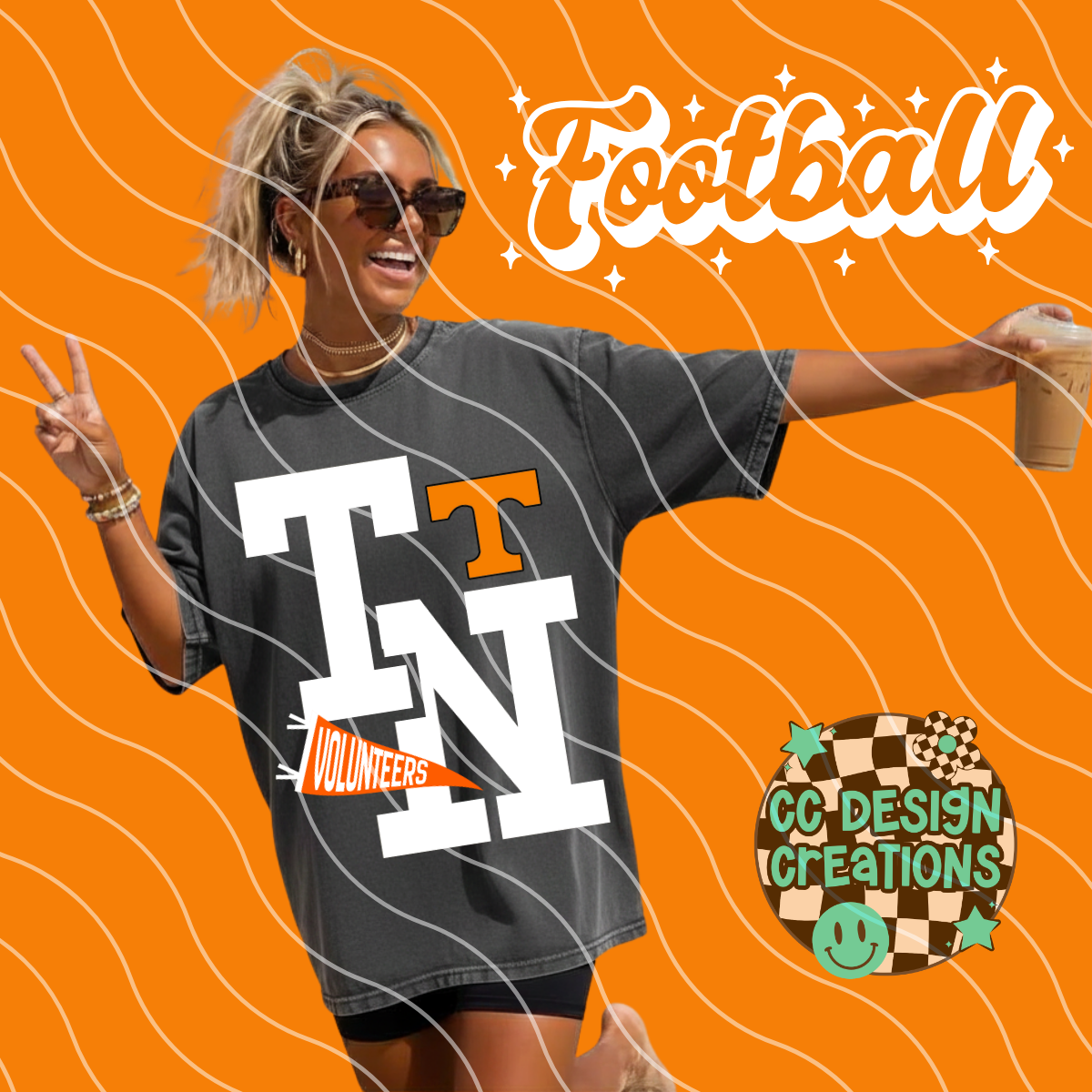 TENNESSEE FOOTBALL VARSITY PNG DIGITAL DOWNLOAD (WHITE + BLACK INCLUDED)