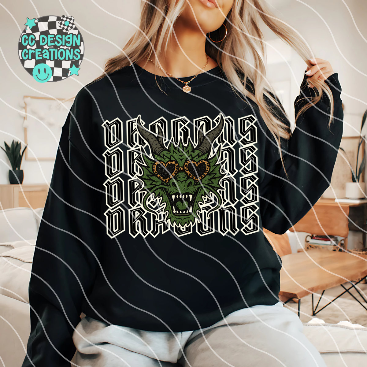 Dragons Preppy Grunge Mascot PNG Digital Download