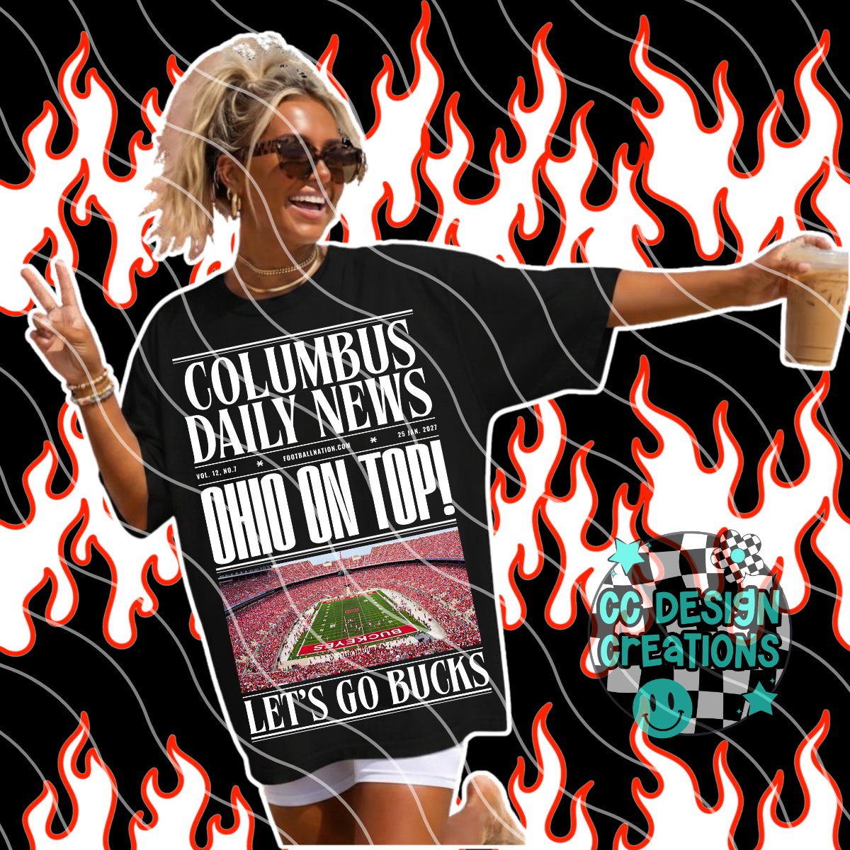COLUMBUS DAILY FOOTBALL NEWS PNG DIGITAL DOWNLOAD (WHITE + BLACK INCLUDED)