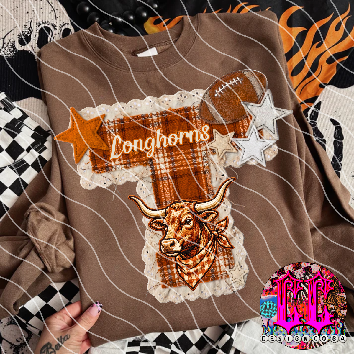 HORNS STITCHED FOOTBALL PNG DIGITAL DOWNLOAD