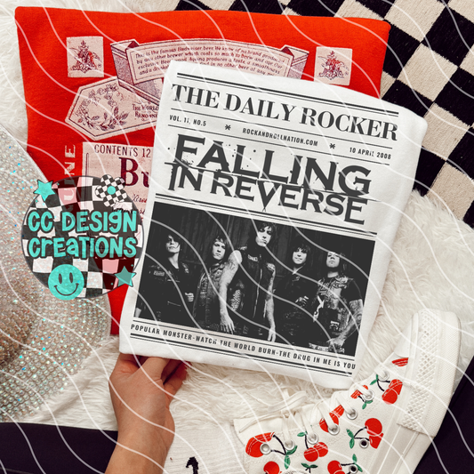 Rock N Roll Newspaper Fall ing In Rev erse PNG Digital Download
