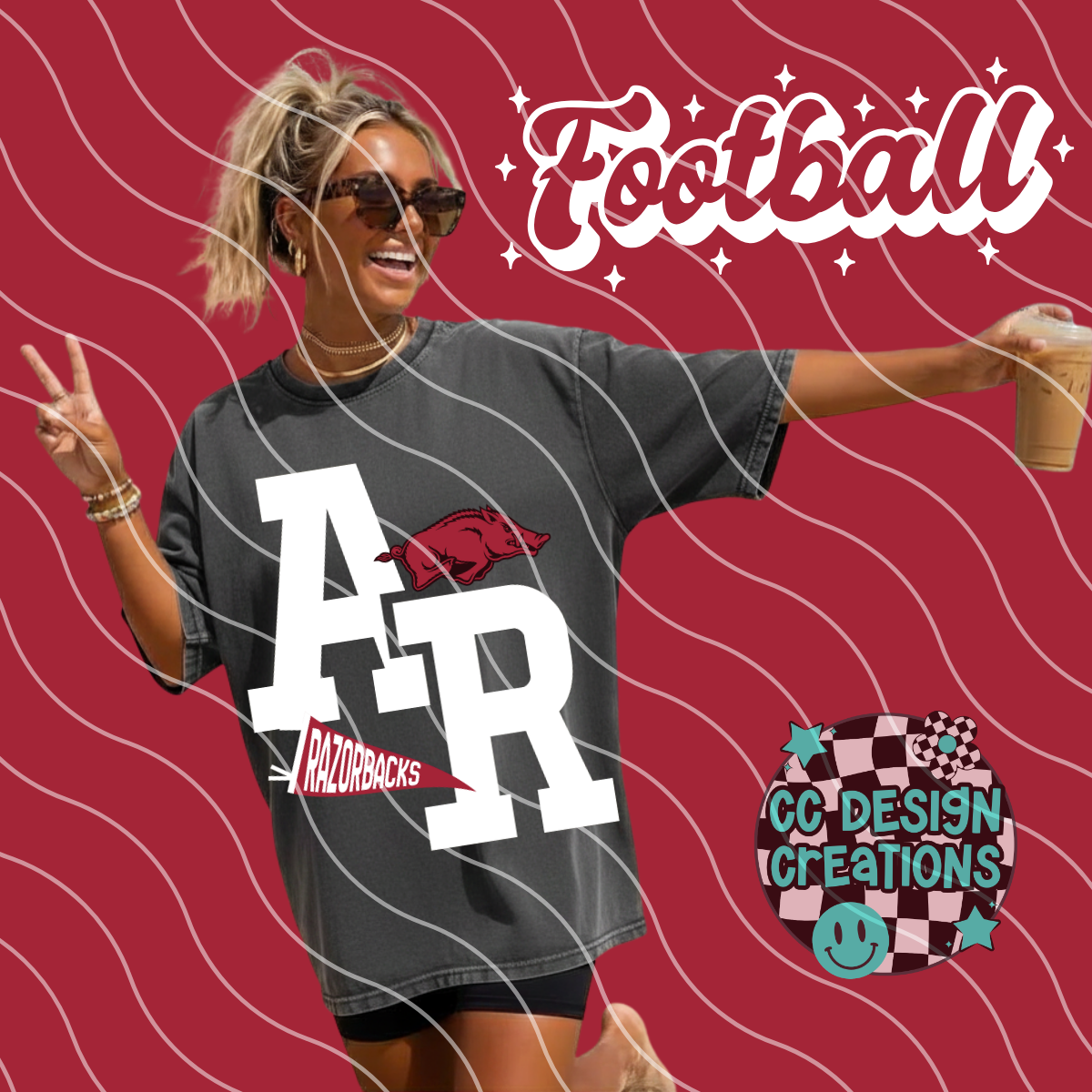 ARKANSAS FOOTBALL VARSITY PNG DIGITAL DOWNLOAD (WHITE + BLACK INCLUDED)