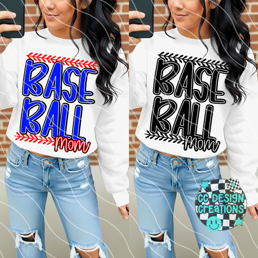 Baseball Mom PNG Digital Download (color + black)