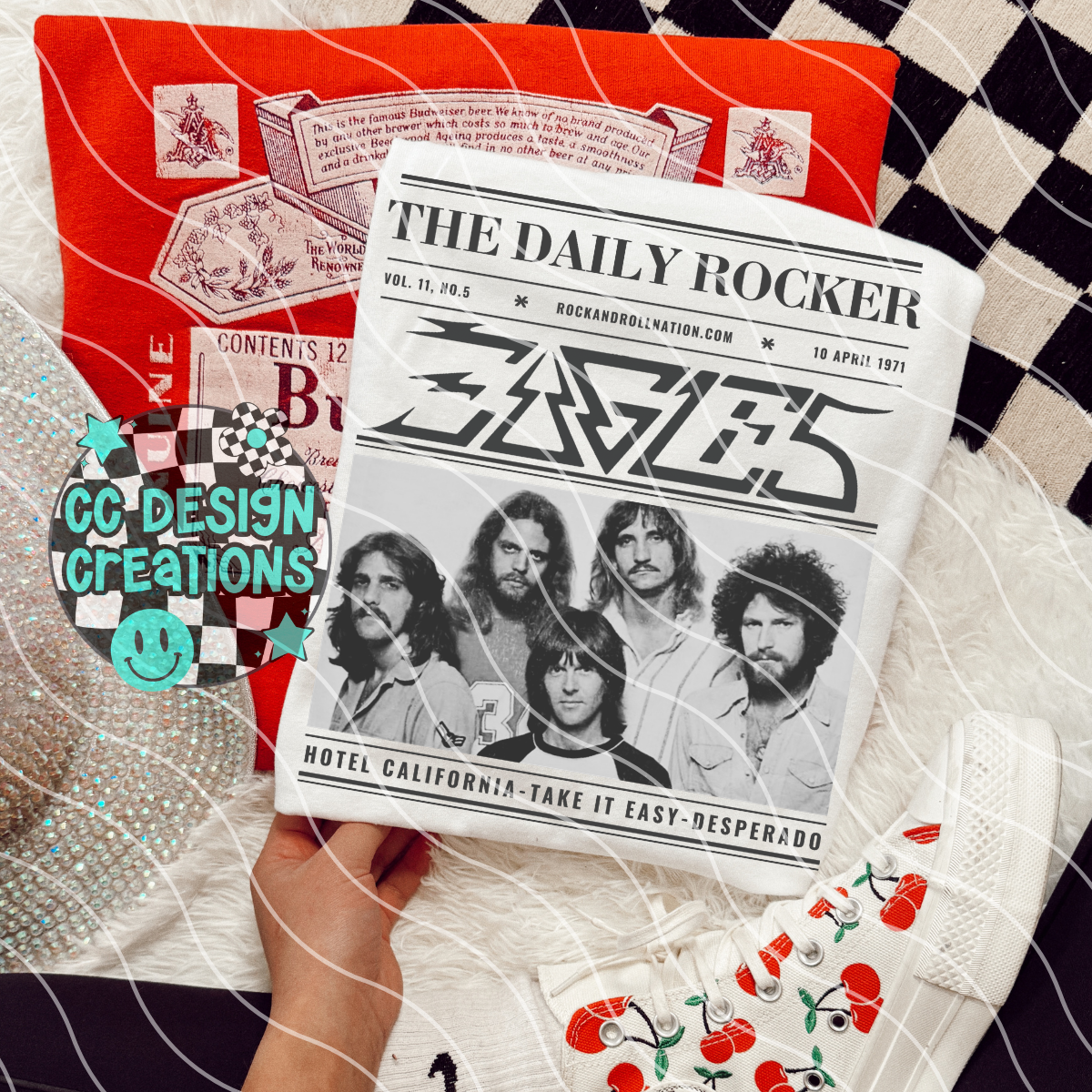 Rock N Roll Newspaper Eag les PNG Digital Download