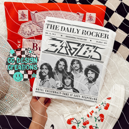 Rock N Roll Newspaper Eag les PNG Digital Download