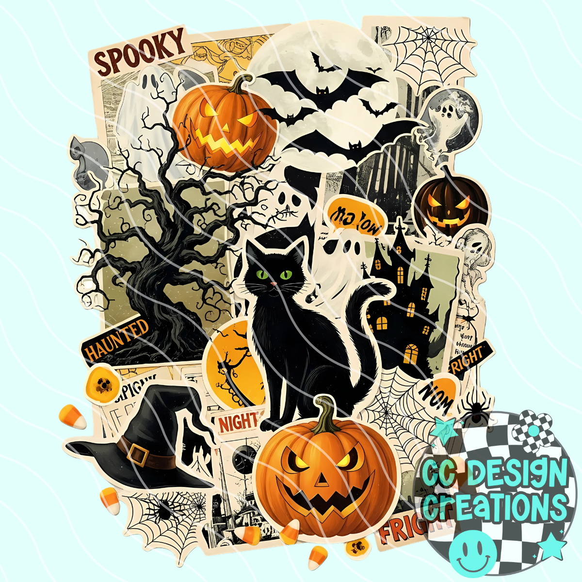 Vintage Halloween Collage PNG Digital Download
