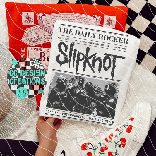 Rock N Roll Newspaper Slip knot PNG Digital Download