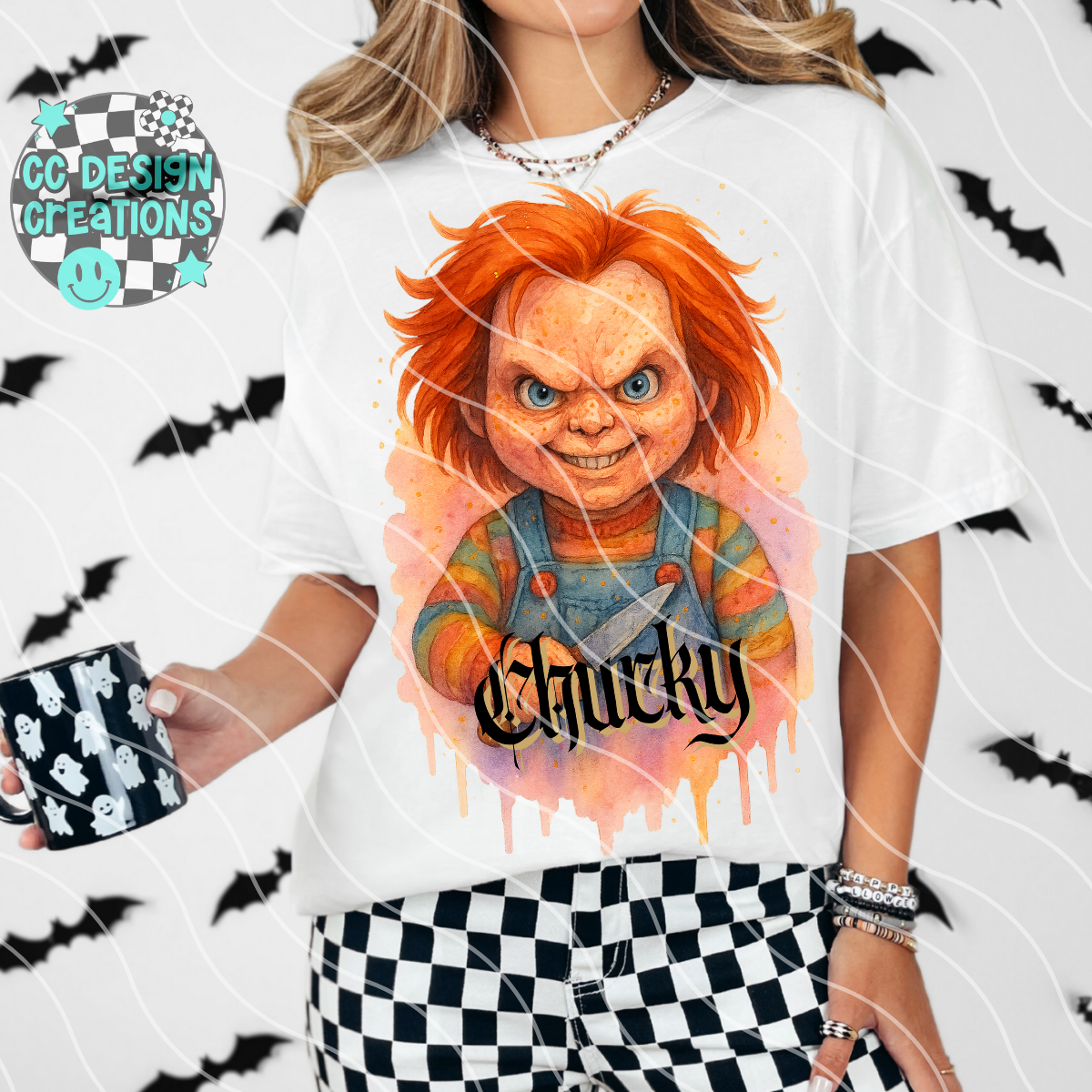 Chucky Horror Watercolor PNG Digital Download