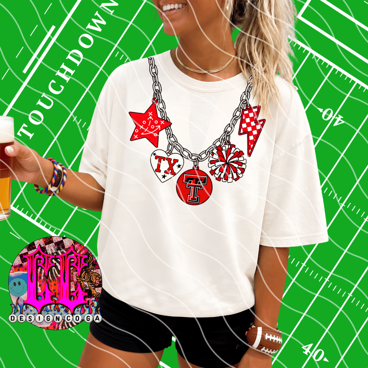 RED RAID GAME DAY NECKLACE PNG DIGITAL DOWNLOAD