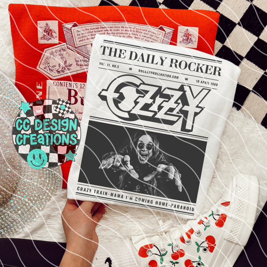 Rock N Roll Newspaper Oz zy PNG Digital Download