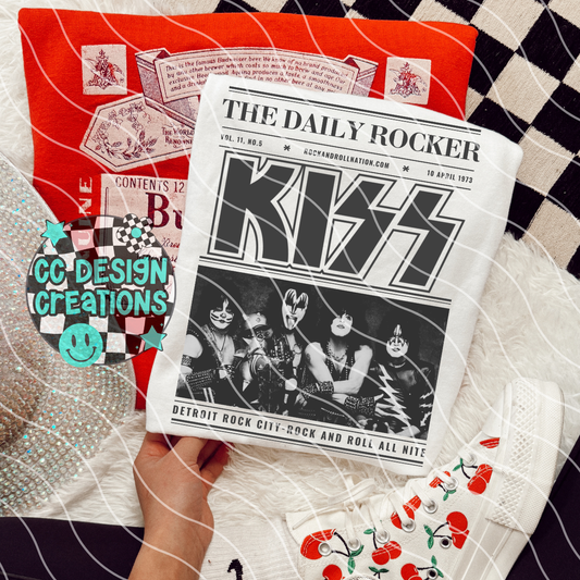 Rock N Roll Newspaper Kis s PNG Digital Download